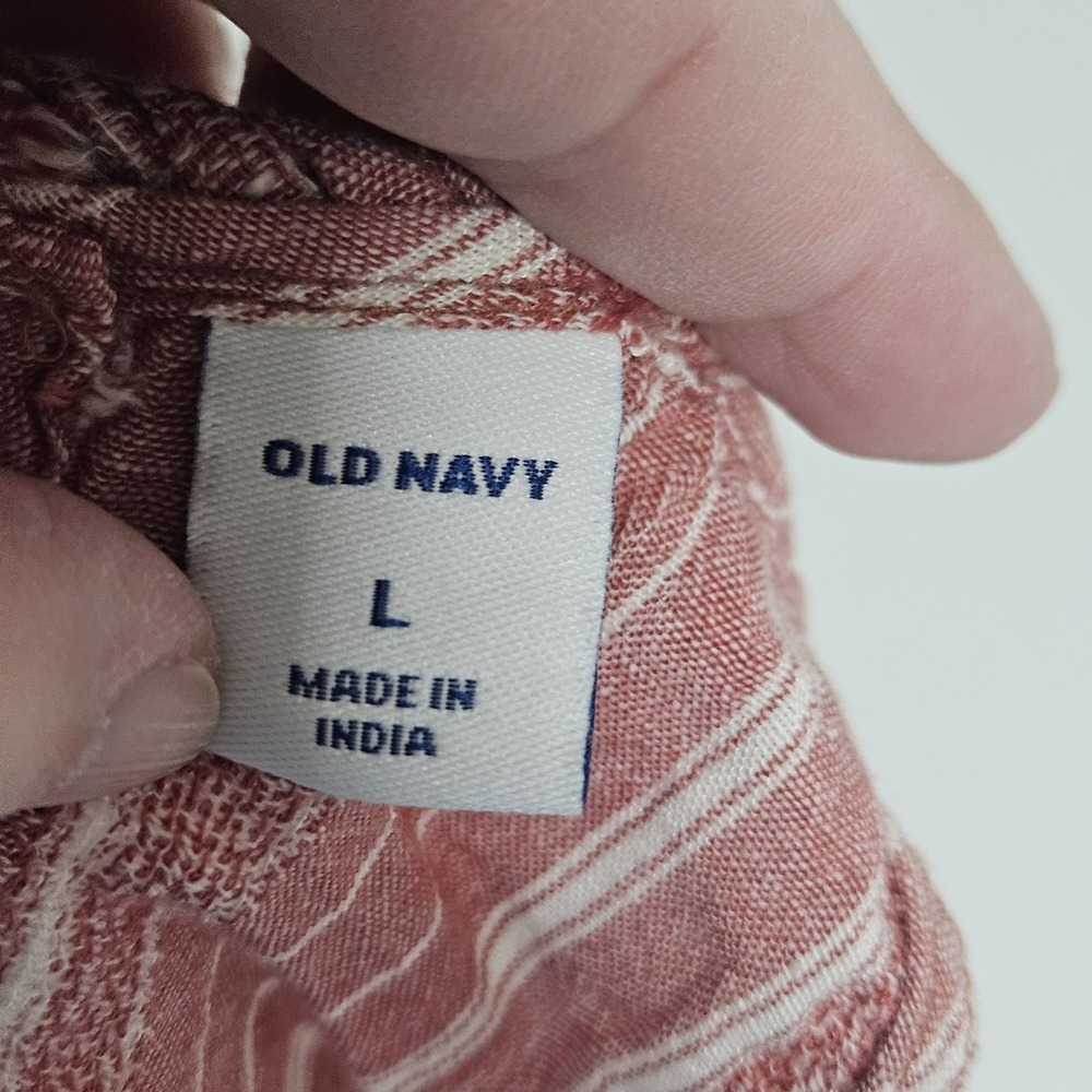 Old Navy Maxi Dress Women Lg Red Striped Halter Neck Linen Blend Tiered Boho‎ - Picture 3 of 9